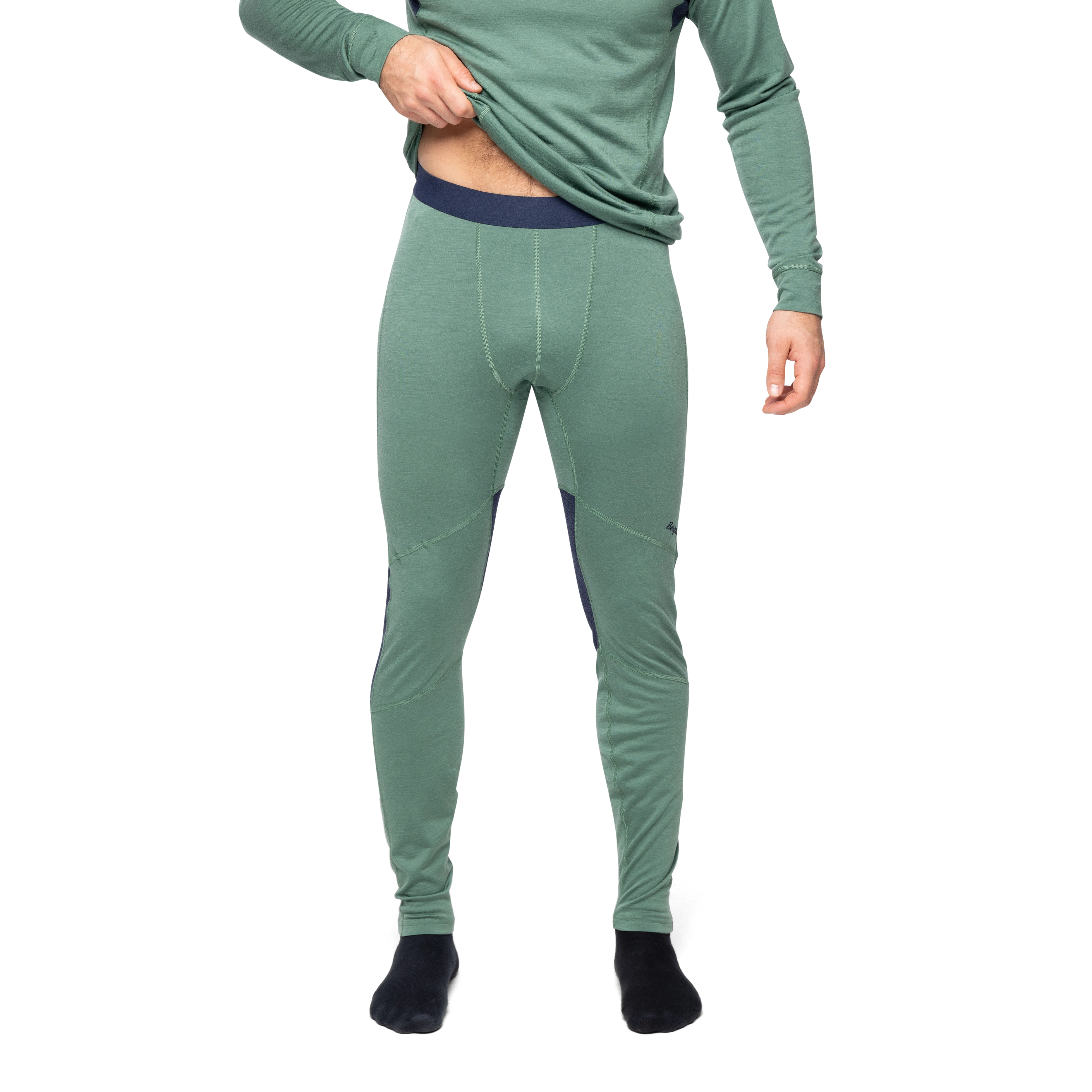 Inner:Pure Merino Tights Men Dark Jade Green / Navy Blue