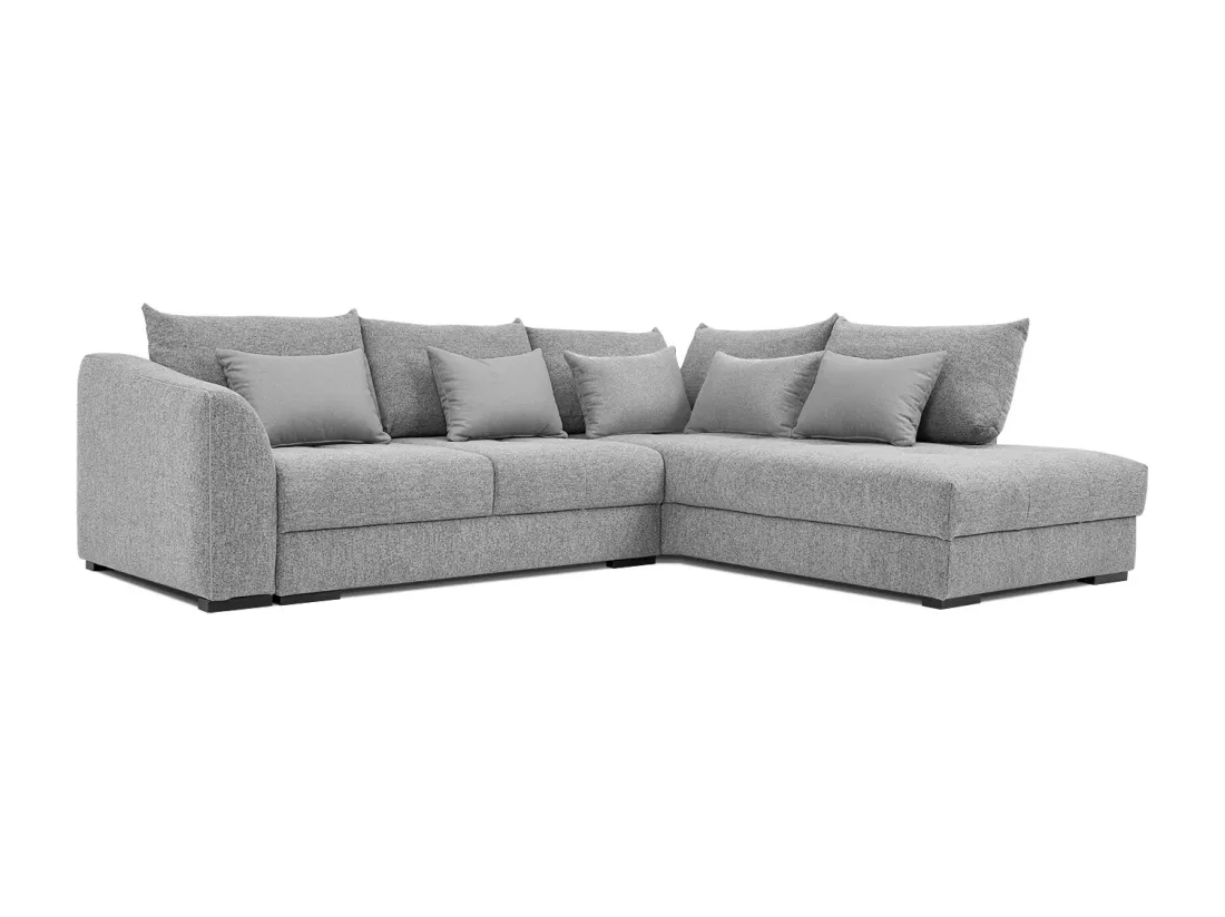 Canapé d'angle droit 5 places convertible tissu gris moyen - Elbe