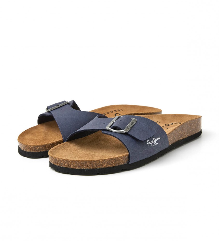 Sandálias Pepe Jeans Bio Single, cor azul marinho Chicago