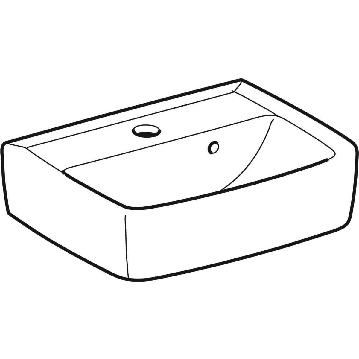 Geberit Bastia fontein square 40x31cm met kraangat en overloop wit