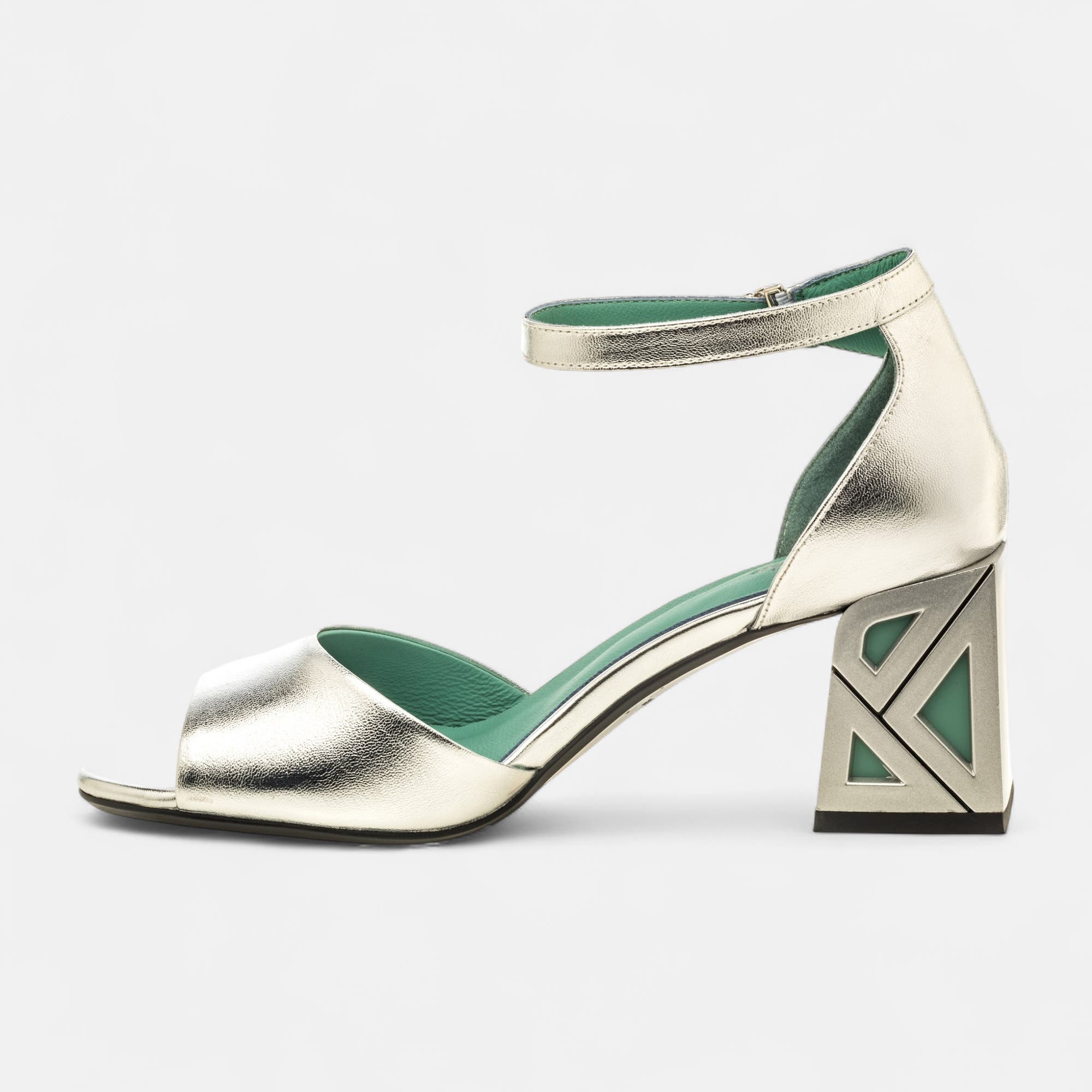 Nu-pieds à talon Femme en cuir argent