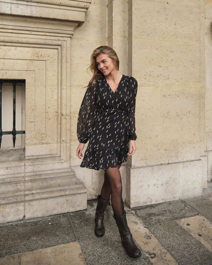 Neo Noir Bethie Flower Branch Dress Black