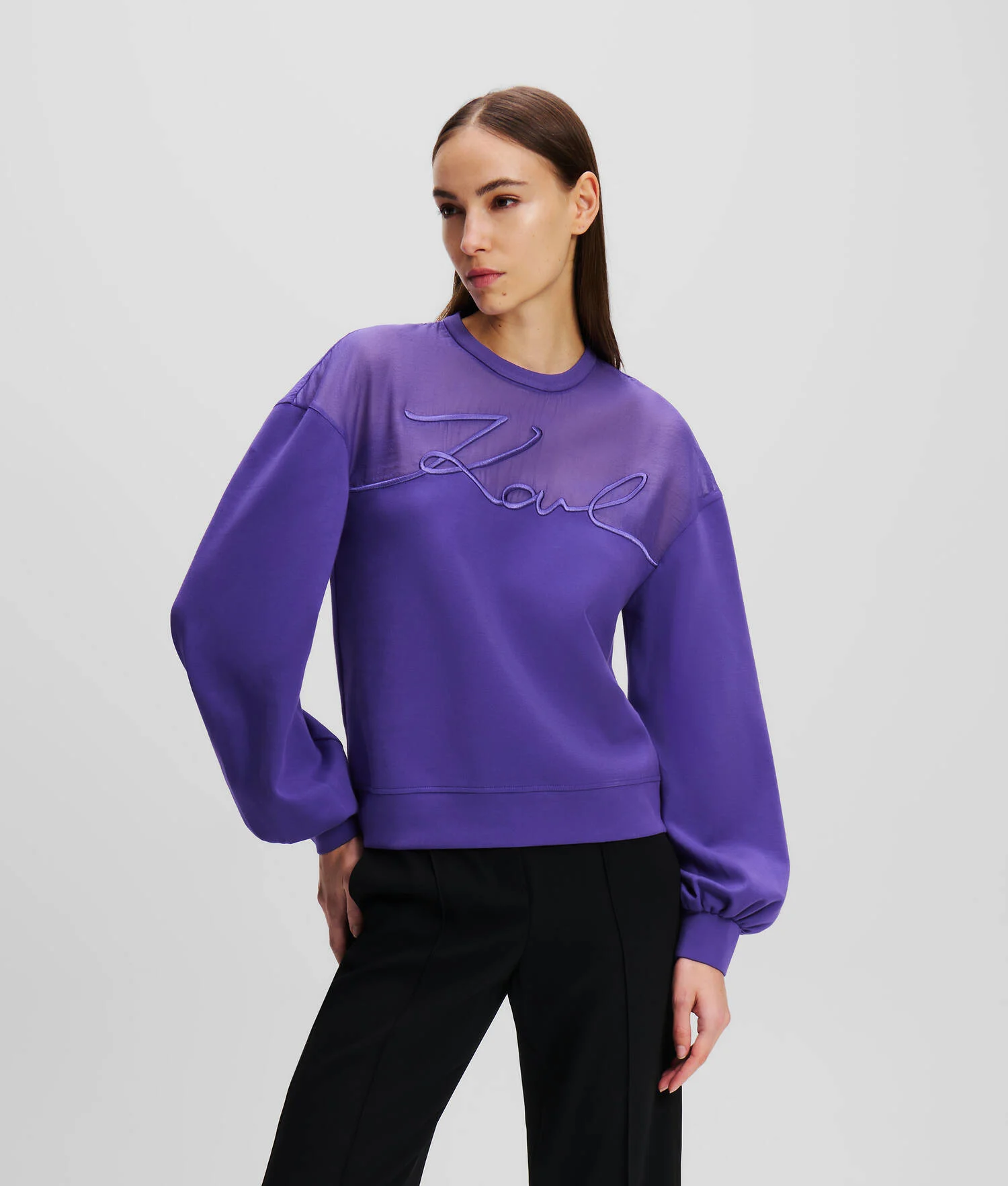 SWEAT-SHIRT EN TISSU MÉLANGÉ KARL SIGNATURE