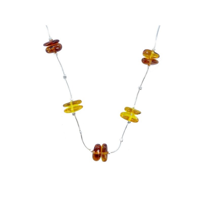 Collier argent 925 Ambre veritable de la mer Baltique