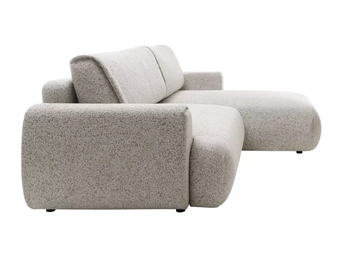 Canapé d'angle droit convertible en tissu texturé gris clair MONELIA