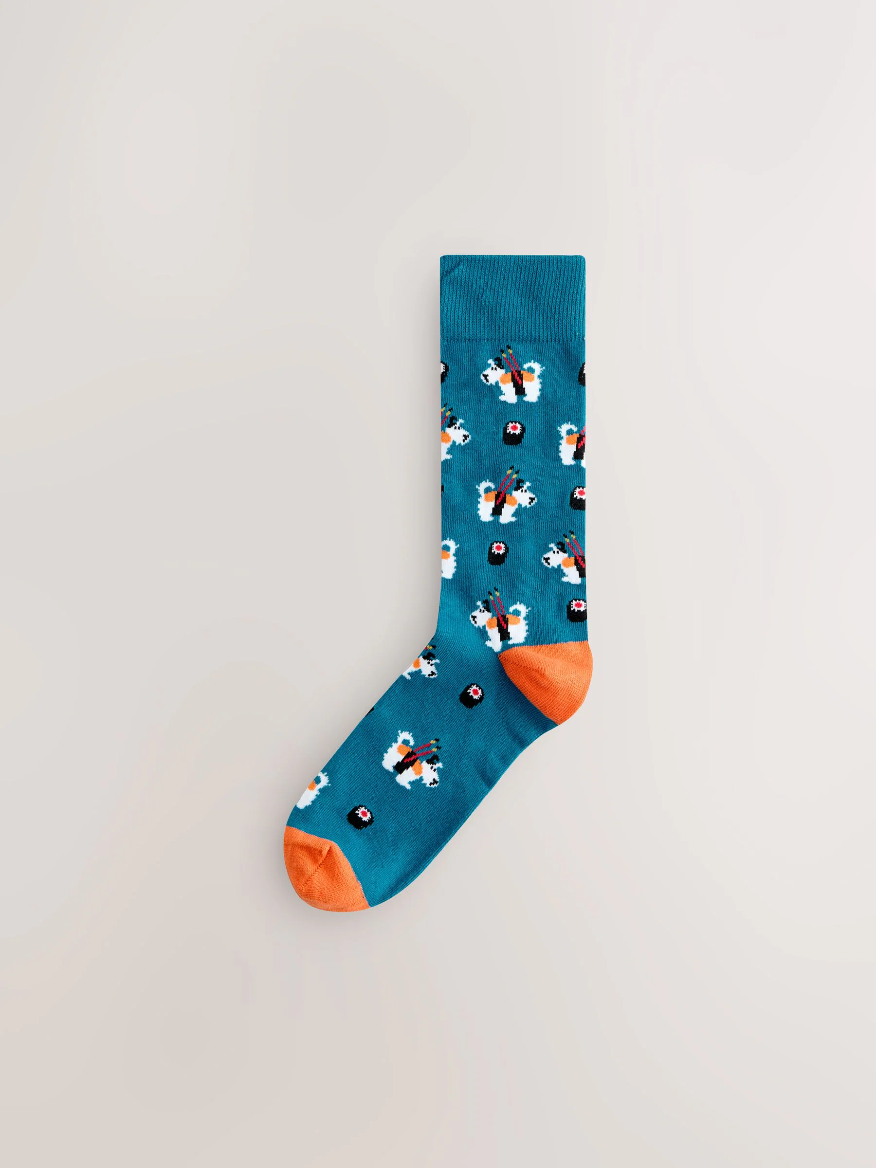 Blauw/groen/rood novelty hond - Set van 8 sokken met patroon