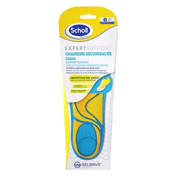 Palmilhas Scholl Expert Support para calçados casuais, tamanhos 35,5 a 40,5.