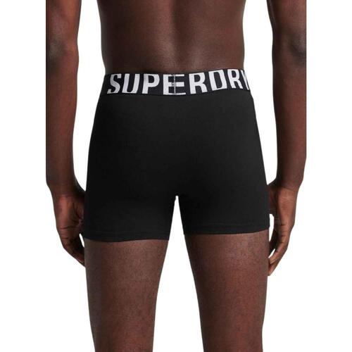Superdry - BOXER DUAL LOGO DOUBLE PACK Negro