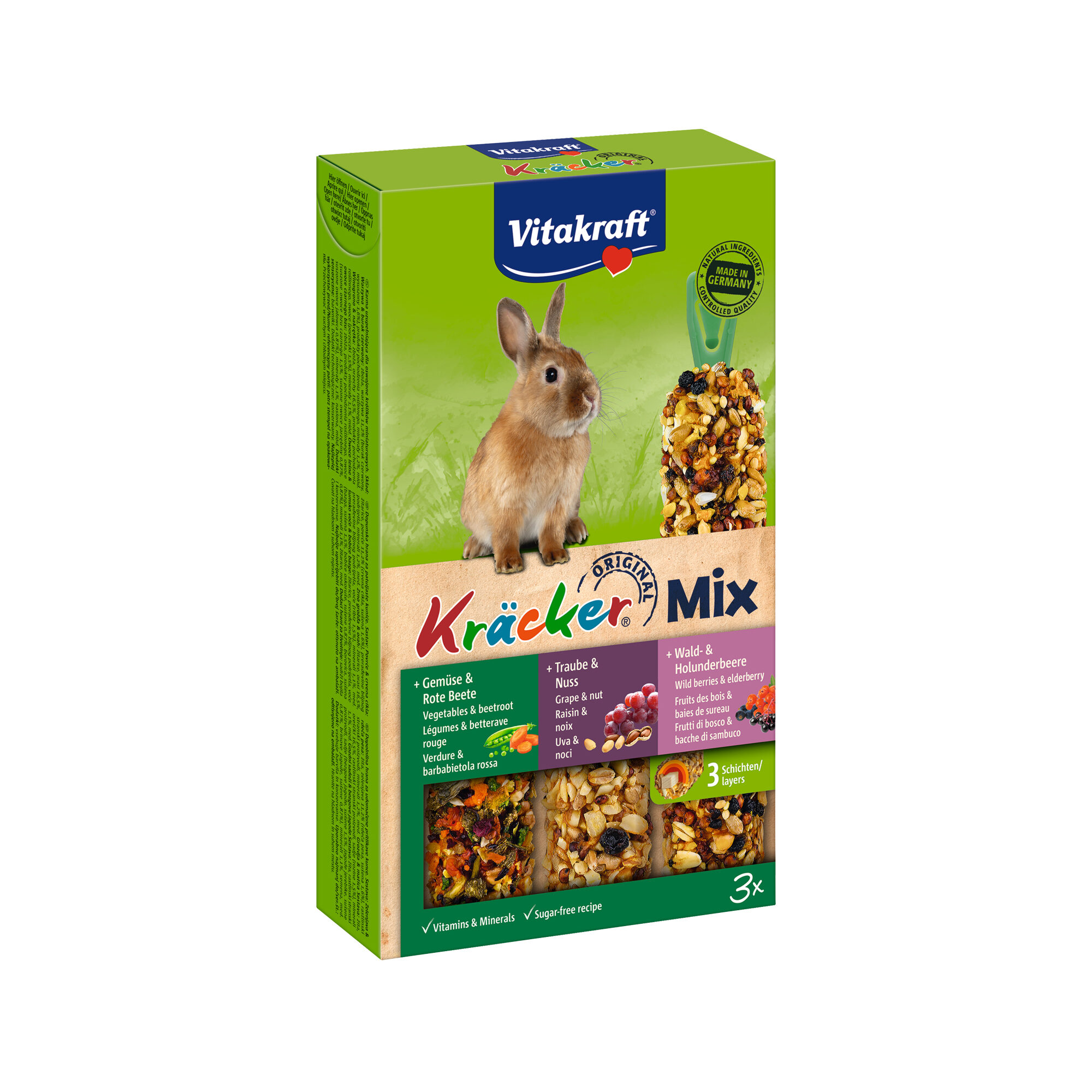 Vitakraft Kräcker Trio-Mix Konijn - Groente, Noot & Bosbessen