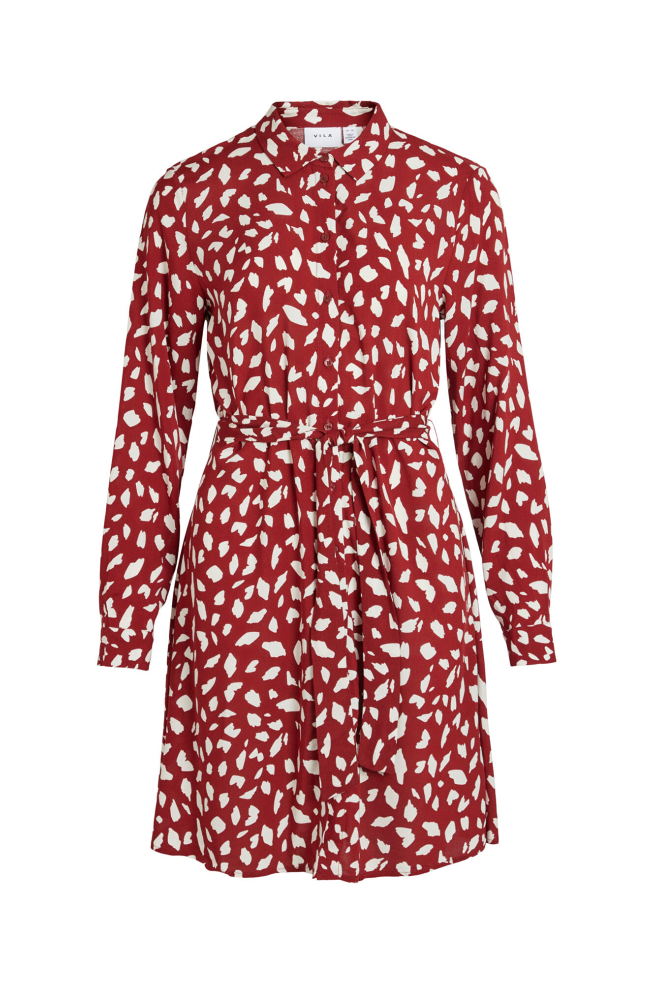 Vestido curto estilo camisa - Vermelho
