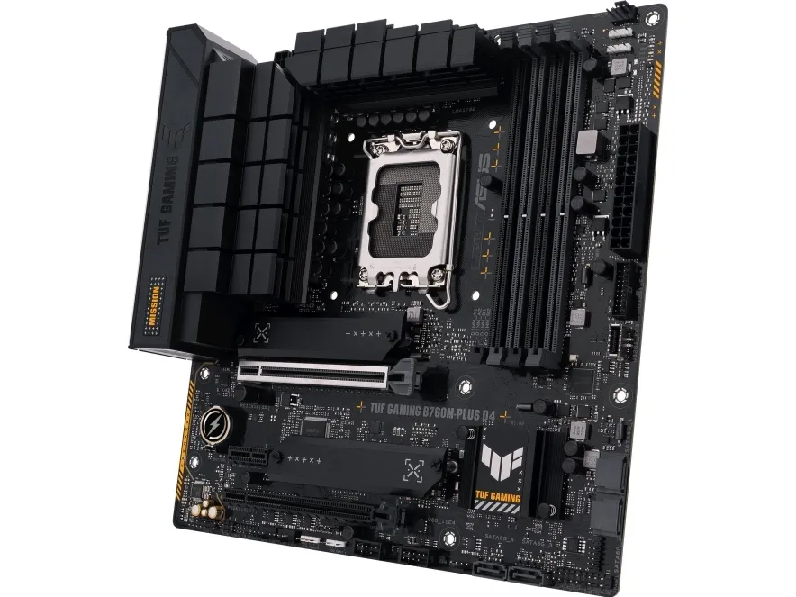 ASUS TUF GAMING B760M-PLUS D4 - Bundkort - micro ATX - LGA1700 sokkel - B760 Chipset - USB-C 3.2 Gen 2x2, USB 3.2 Gen 2, USB 3.2 Gen 1 - 2.5 Gigabit LAN - onboard grafik (CPU påkrævet) - HD Audio (8-kanaler)