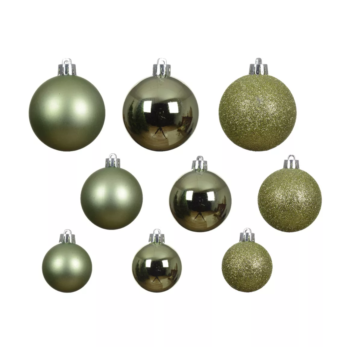 Lot de 30 boules de Noël assorties Alpine Thé vert