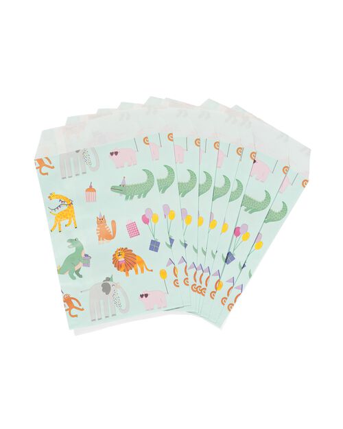 sachets d'anniversaires papier animaux 8 sachets