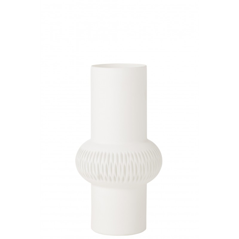 Vase avec anneau en verre blanc 19x19x35 cm