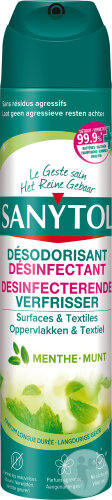 Sanytol Désodorisant Désinfectant Menthe Surfaces Et Textiles Flacon 300ml