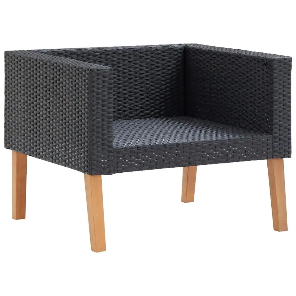 vidaXL - Tuinloungeset - Zwart - Poly rattan - 5 stuks - Met kussens