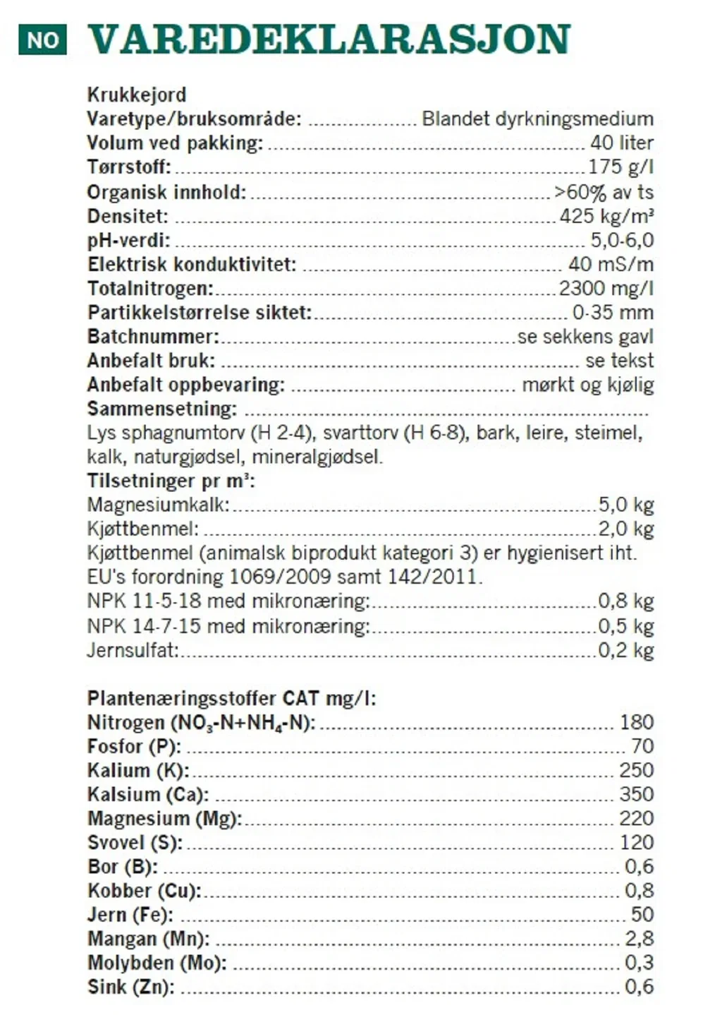 Krukkejord 40 L