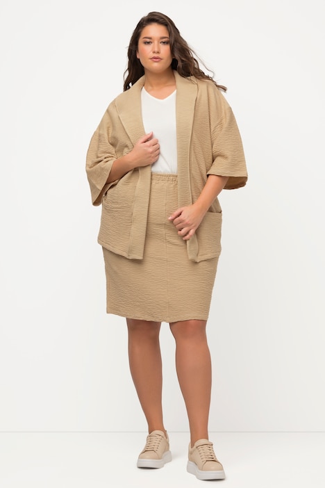 Sweat-Kimono, 3D-Struktur, Kragen, 3/4-Arm, Biobaumwolle