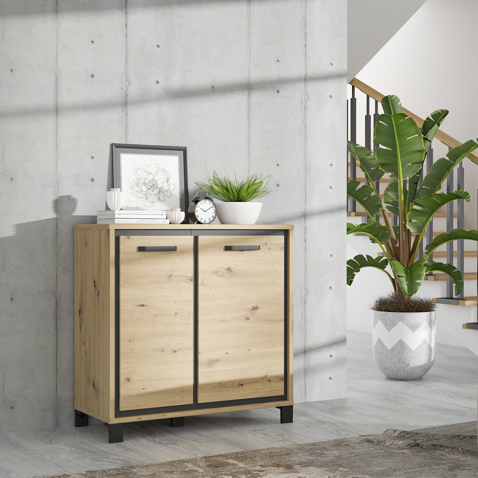 Kommode - Artisan Eiche - 2 Türen - 91 cm