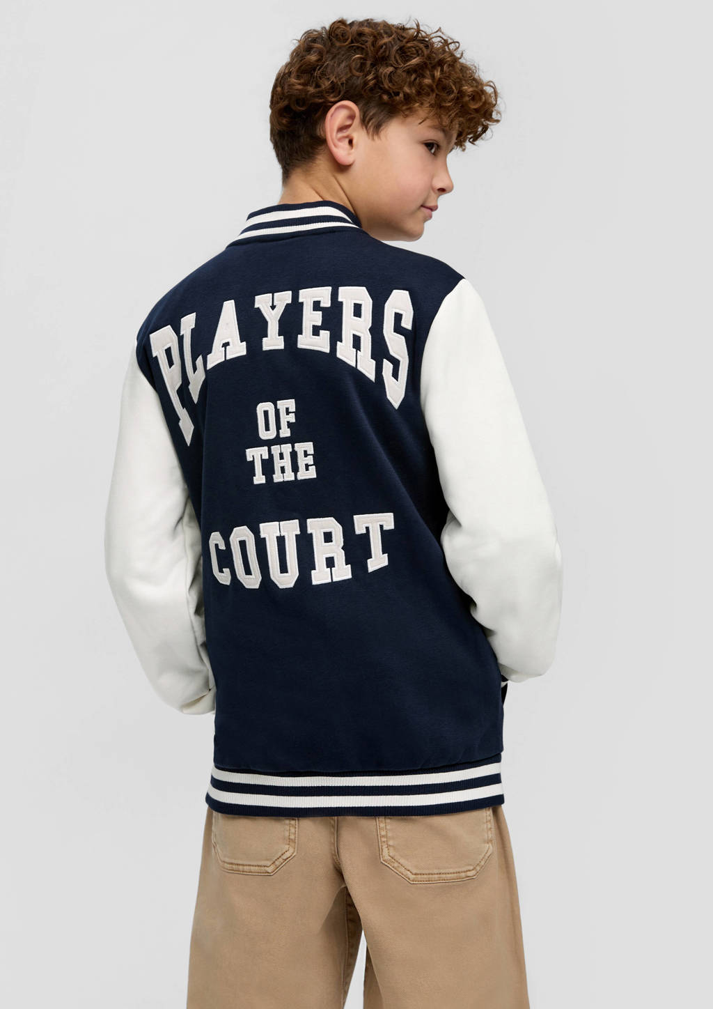 s.Oliver baseball jacket met printopdruk donkerblauw/wit