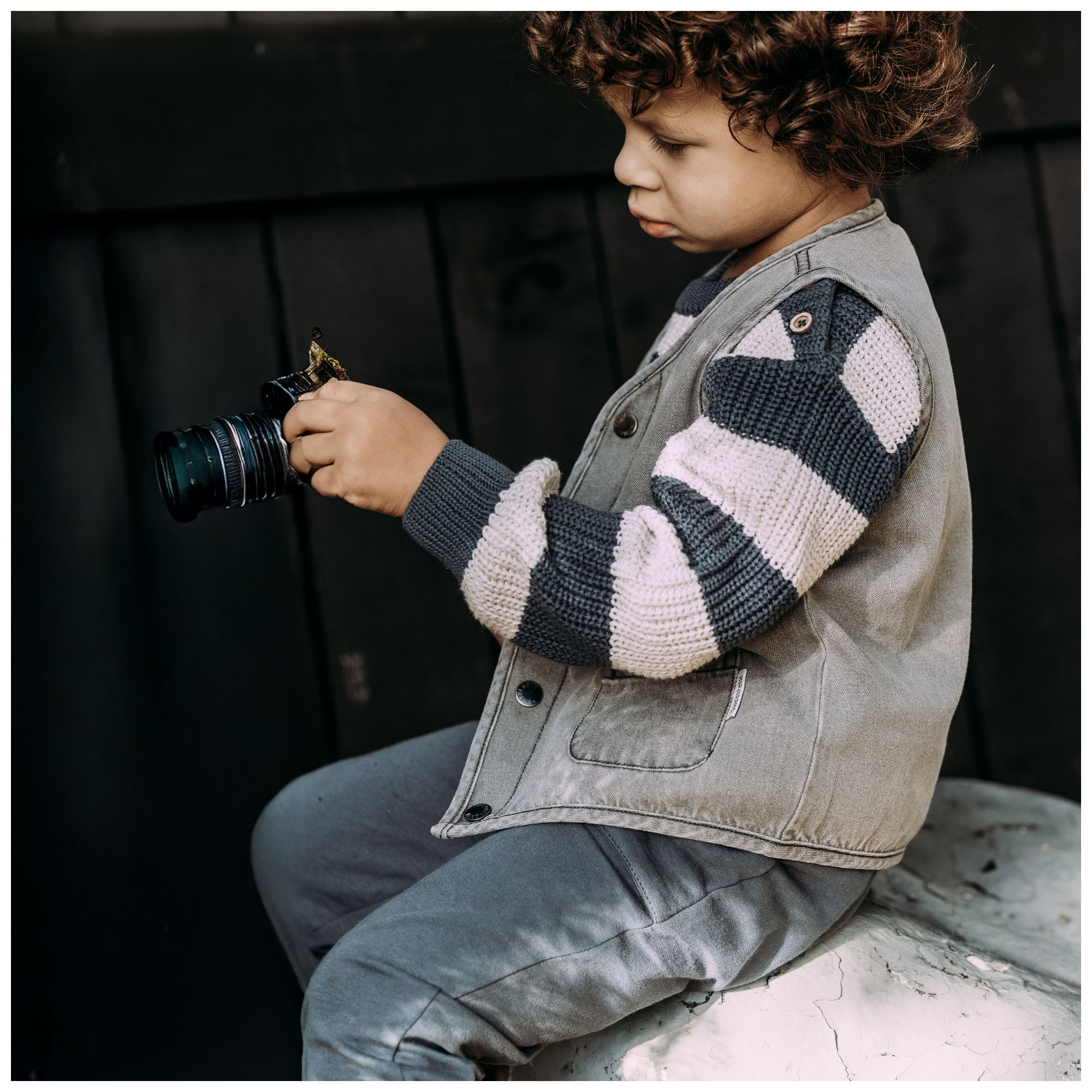 Sweet Petit peuter gilet Zavi mouwloos effen grijs