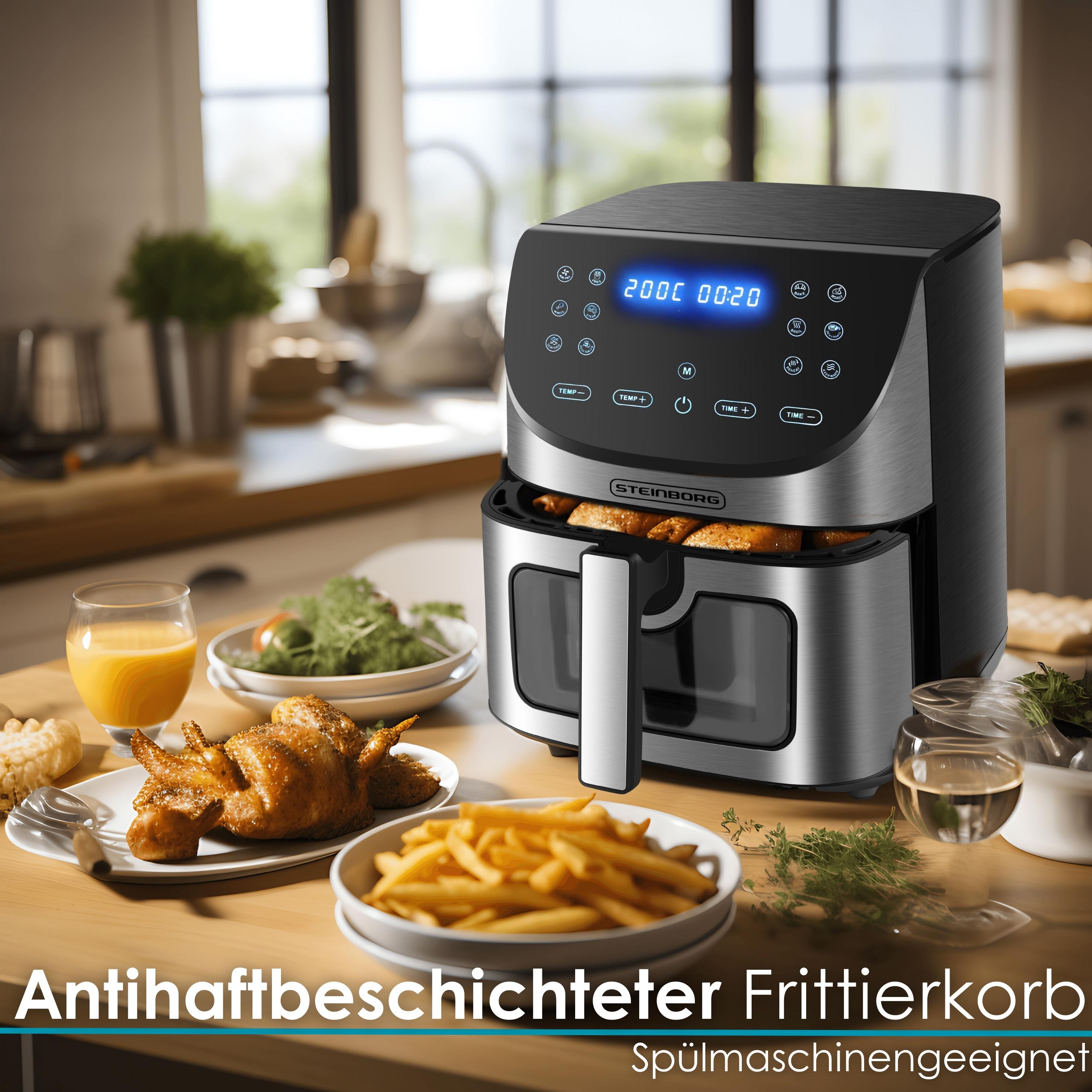 Steinborg 4in1 Heißluftfritteuse 8L 12 automatische Programme 1700W