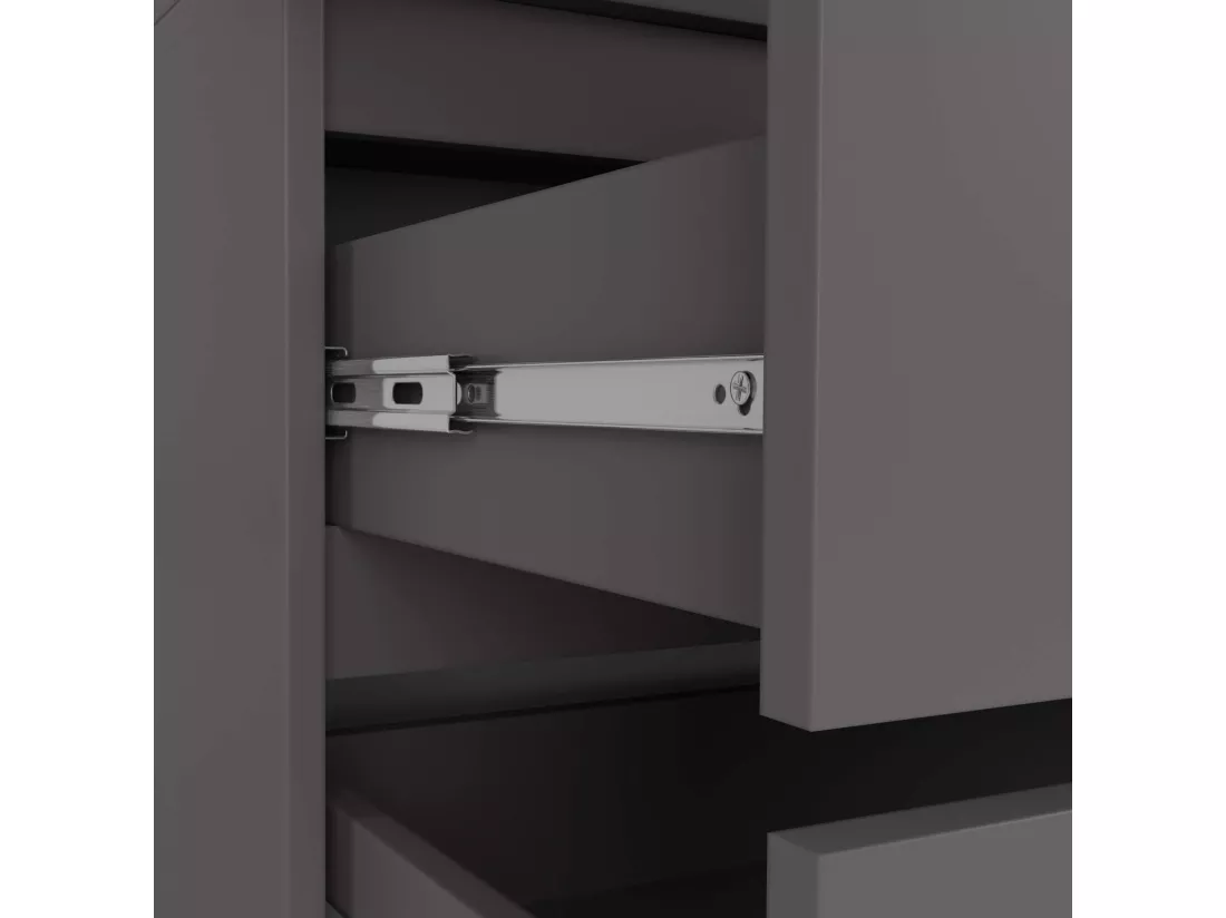 Armoire AKORD S90 Gris Graphite 90 cm 2 portes 2 tiroirs façade Gris Graphite 4 étagères 90x51x180 cm