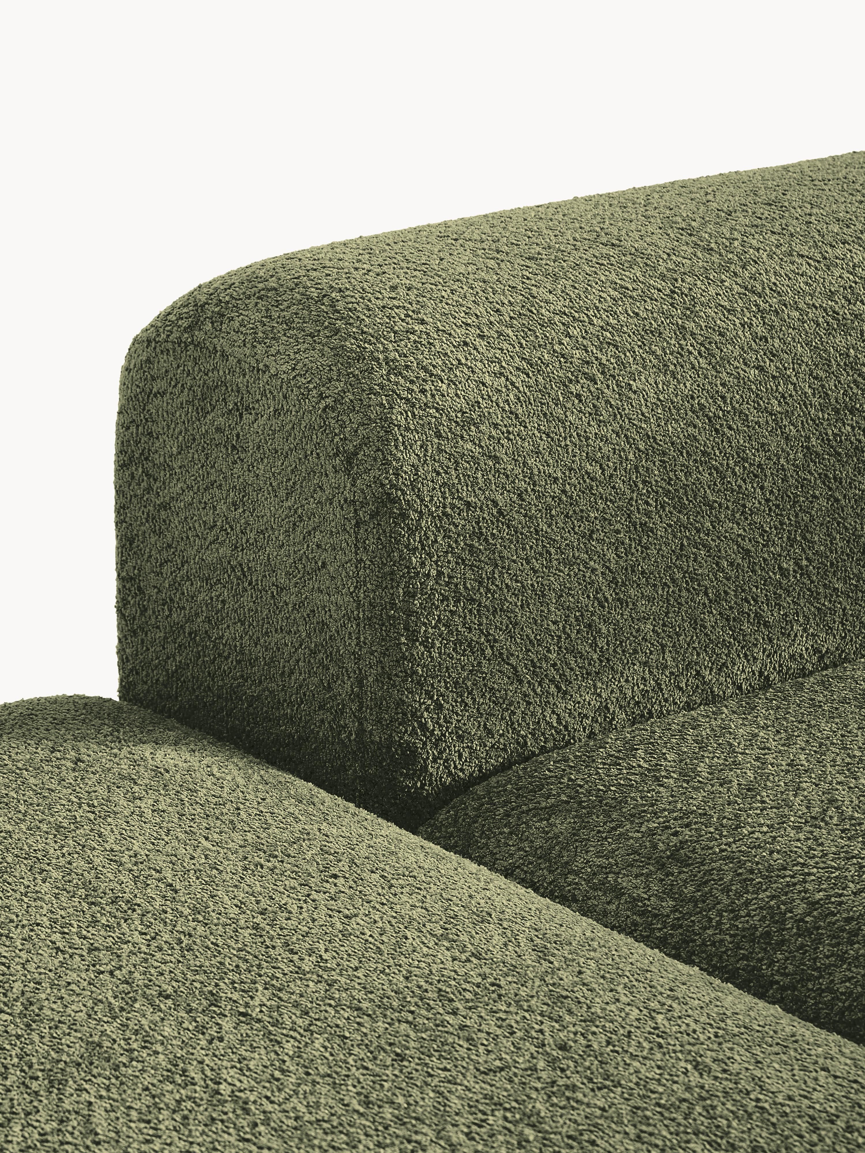 Modulaire chaise longue Natalie van teddy-bouclé met poef (links/rechts)