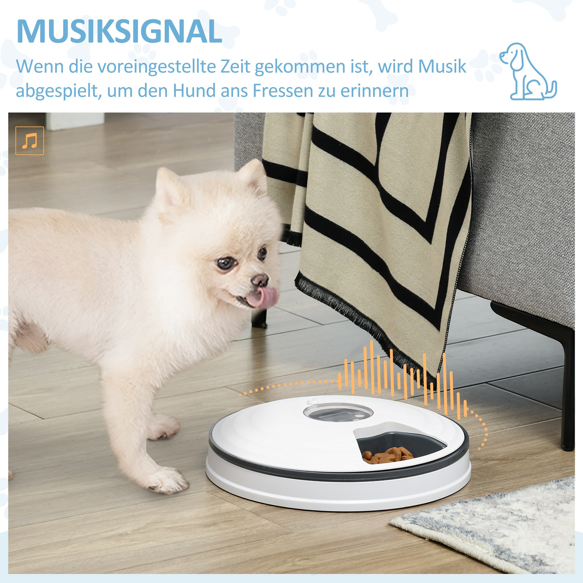 PawHut Futterautomat für Haustiere mit 6 Spenderschalen bunt Ø30,5 x 7,2H cm