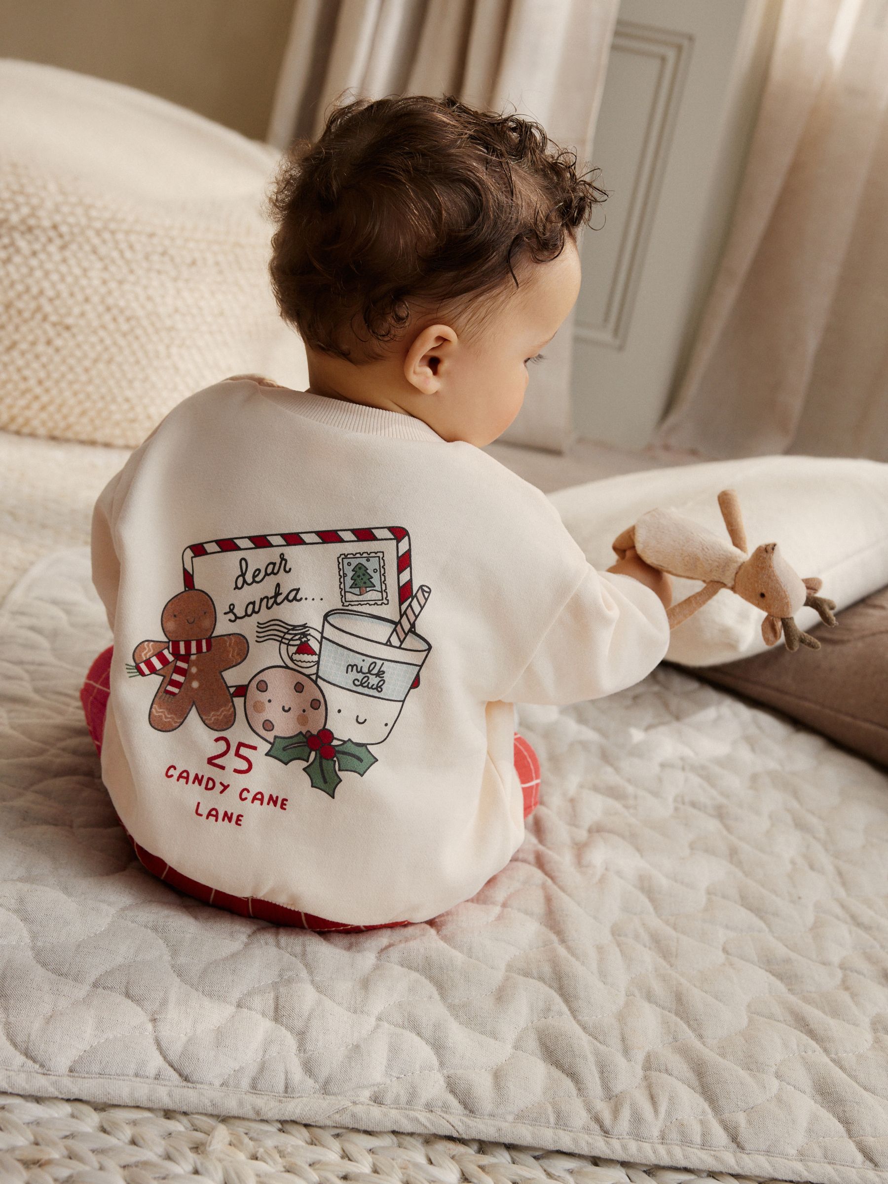 Rood met grafische print - Kerstmis Sweat en Joggingbroek Baby Set (0mnd-2jr)