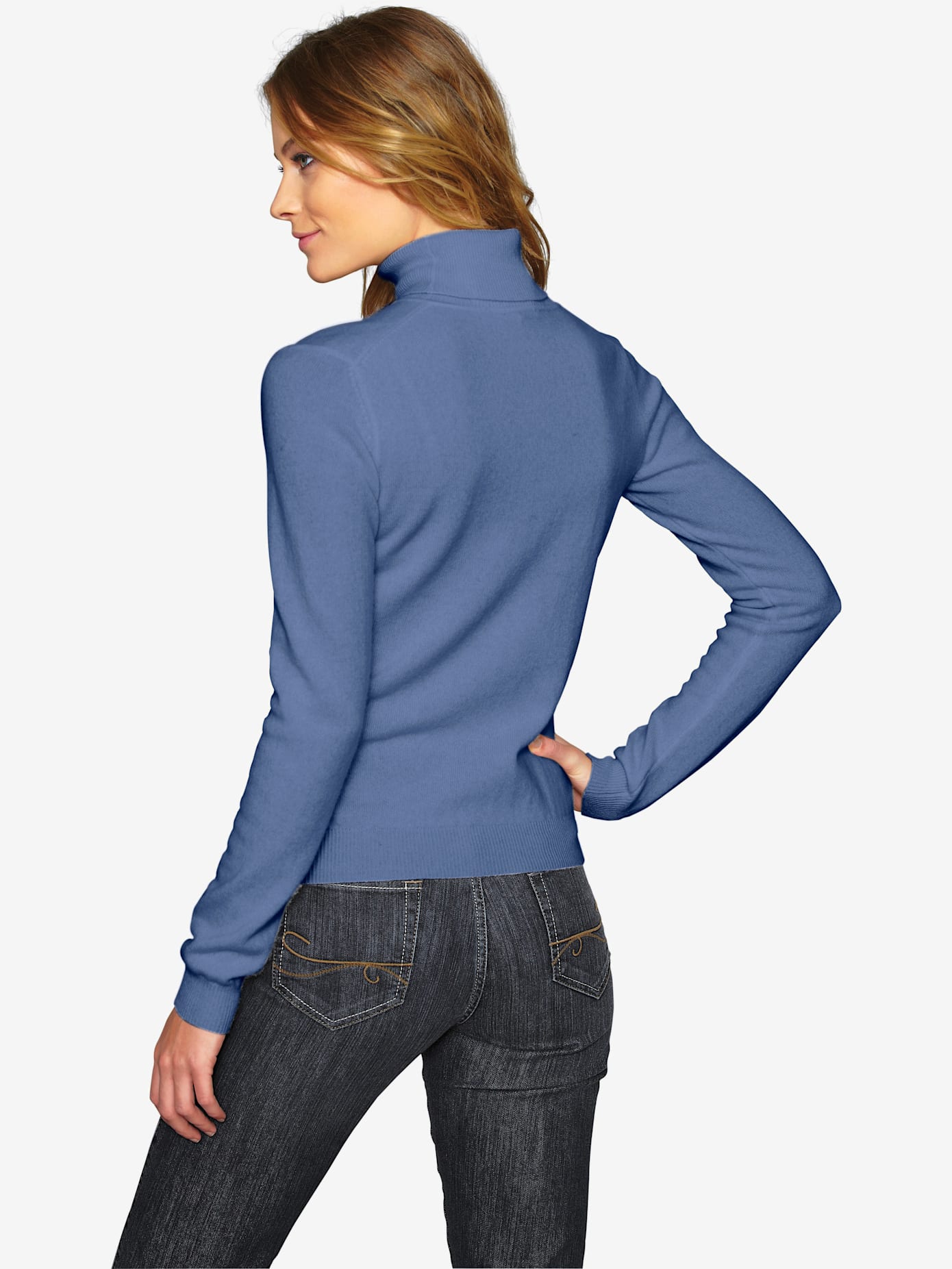 Pull à col roulé superbe basique en pur cachemire