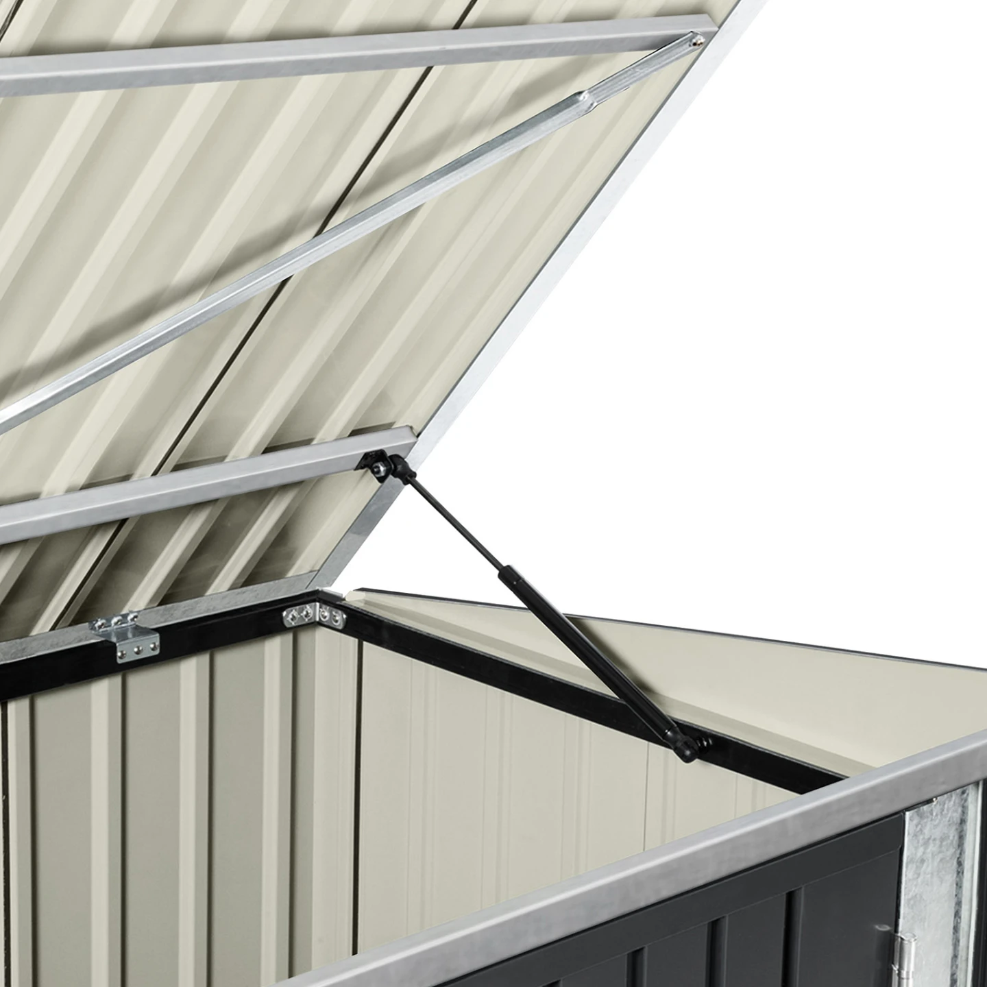 Abri de jardin en métal verrouillable multi-rangement pour stockage vélos, outils, poubelles