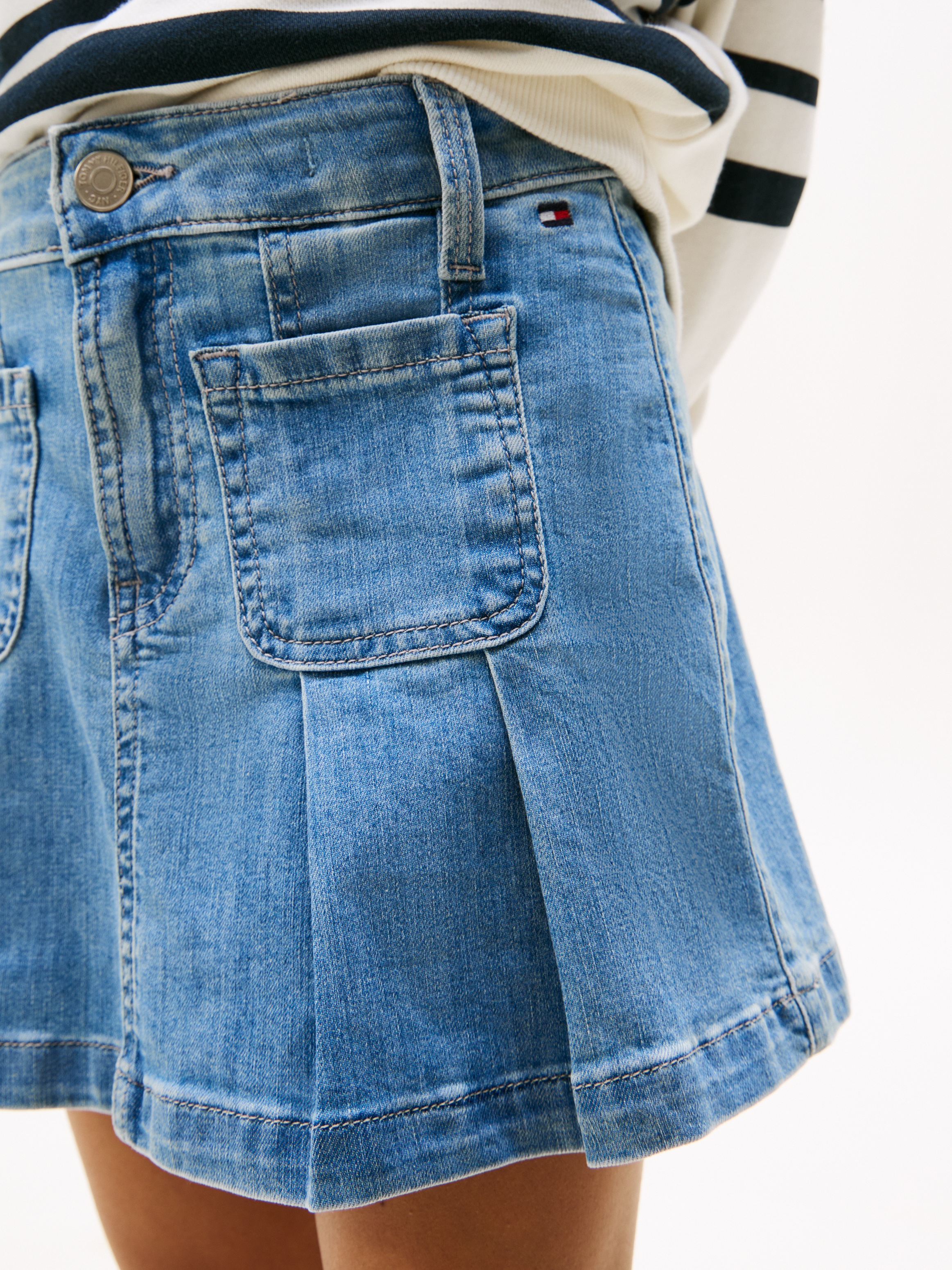 Tommy Hilfiger Faltenrock »DENIM SKIRT PLEATED«, in blauer Waschung
