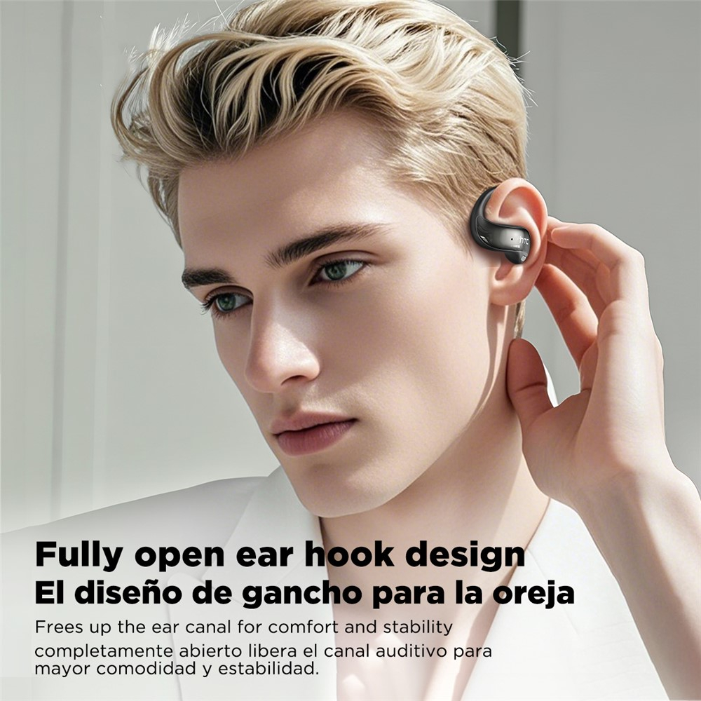 NE19 OWS Wireless Bluetooth Kopfhörer Open-Ear Headset mit Ladecase (300mAh) - Schwarz