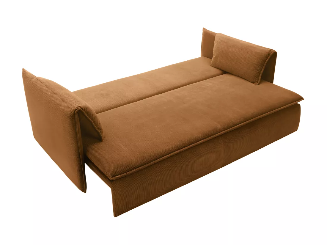 Canapé convertible 3 places en velours côtelé terracotta TEODORA