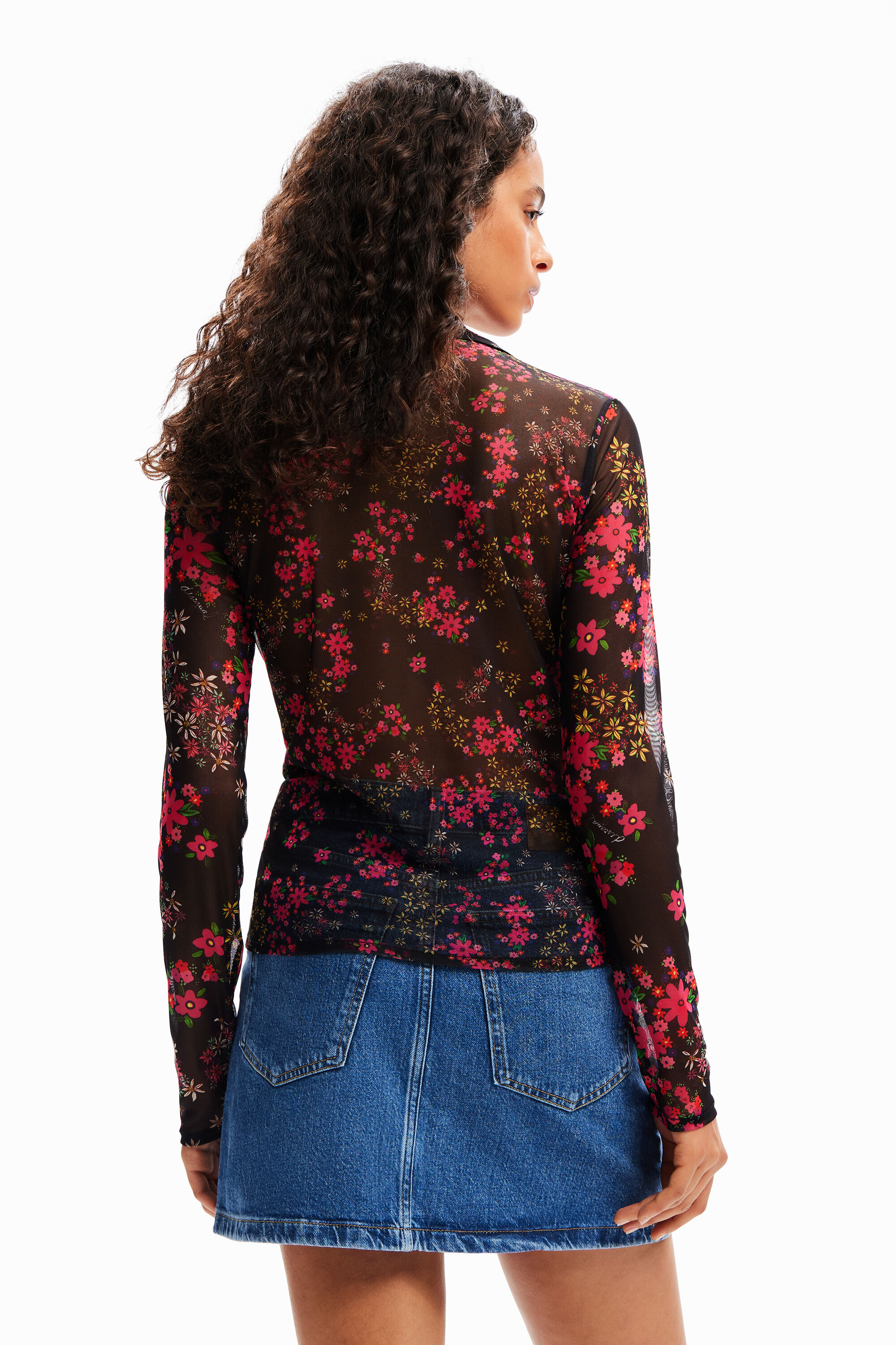 Chemise froncée tulle fleuri