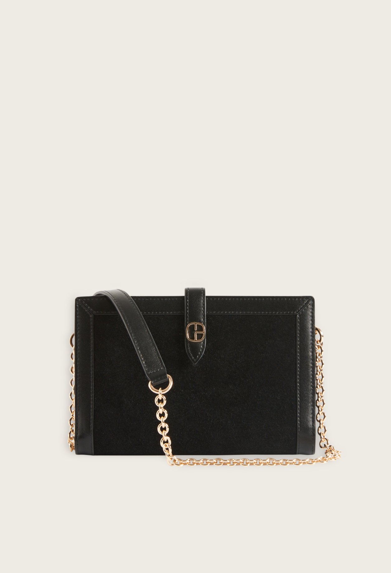 Sac pochette cuir su&egrave;de noir