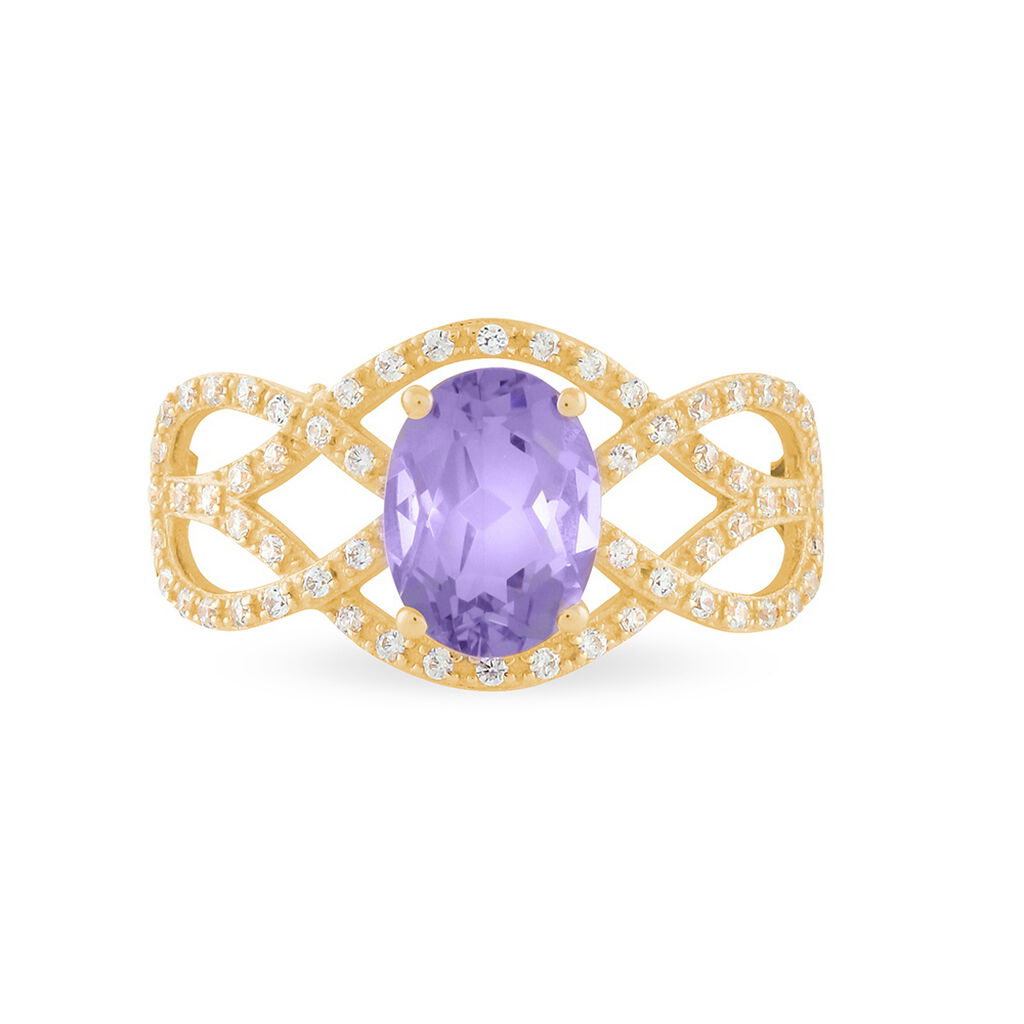 Bague Tina Or Jaune Amethyste Et Diamant