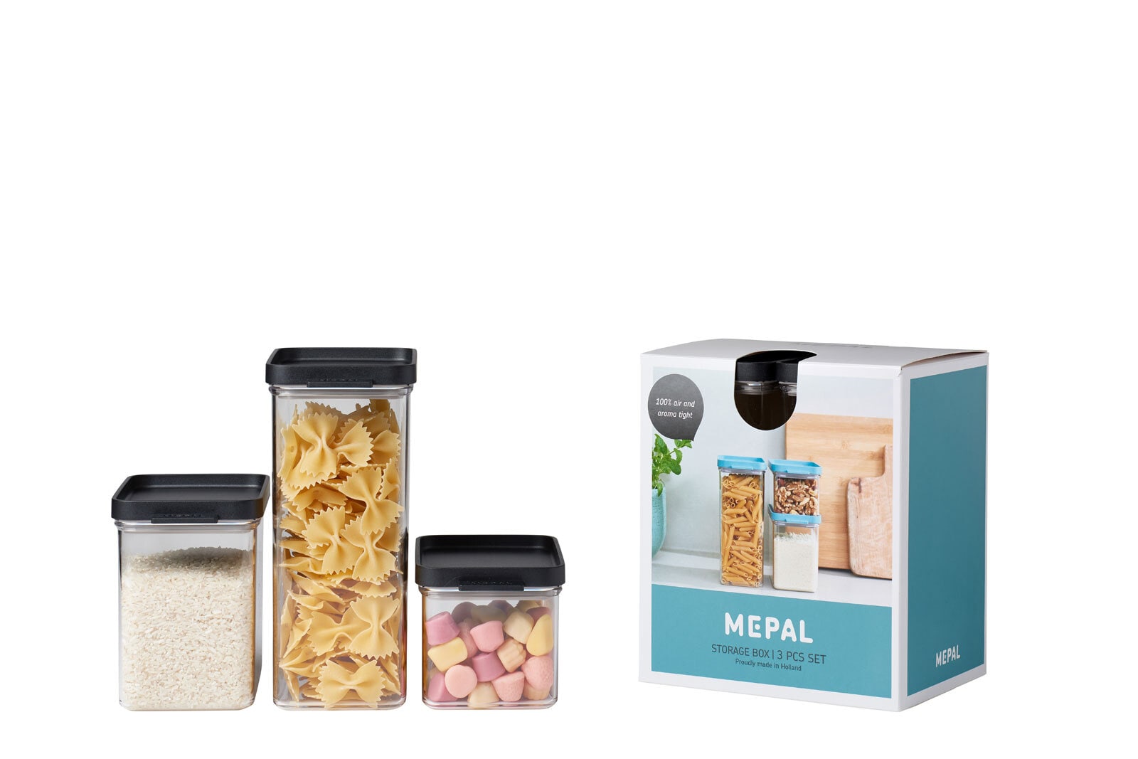 MEPAL Vorratsdosen Set OMNIA 3-teilig Kunststoff nordicblack