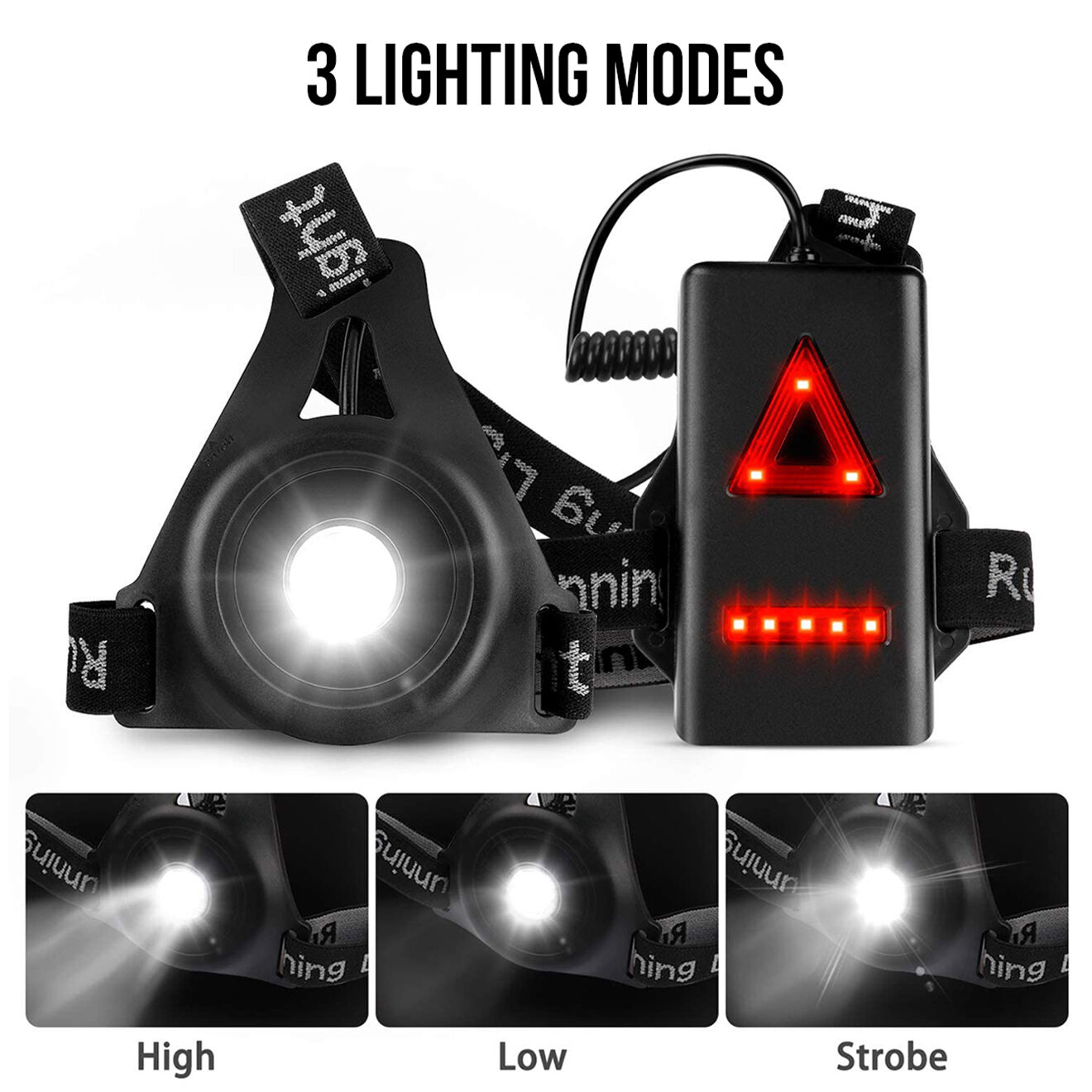 Onamaste Harnais de Sport avec Lumières LED Safelt noir - 10.5x10x4 cm