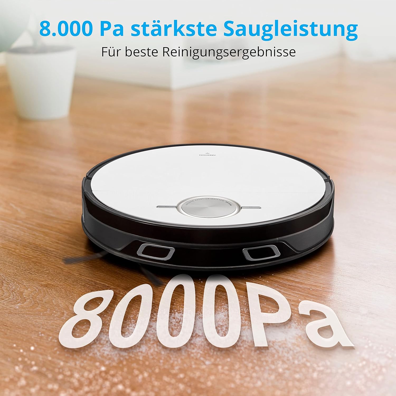 MEDION Saugroboter mit Absaugstation und Wischfunktion X50 SW (Lasernavigation, Starke 8000Pa Saugkraft, 2in1 Roboterstaubsauger, präzise Kartenerstellung, Go & No Go Bereiche, mehrere Etagen)