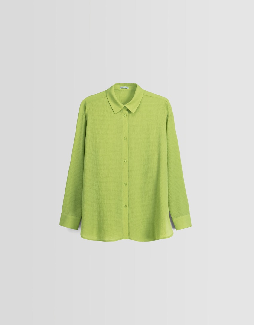 Camisa de crepe oversized de manga comprida