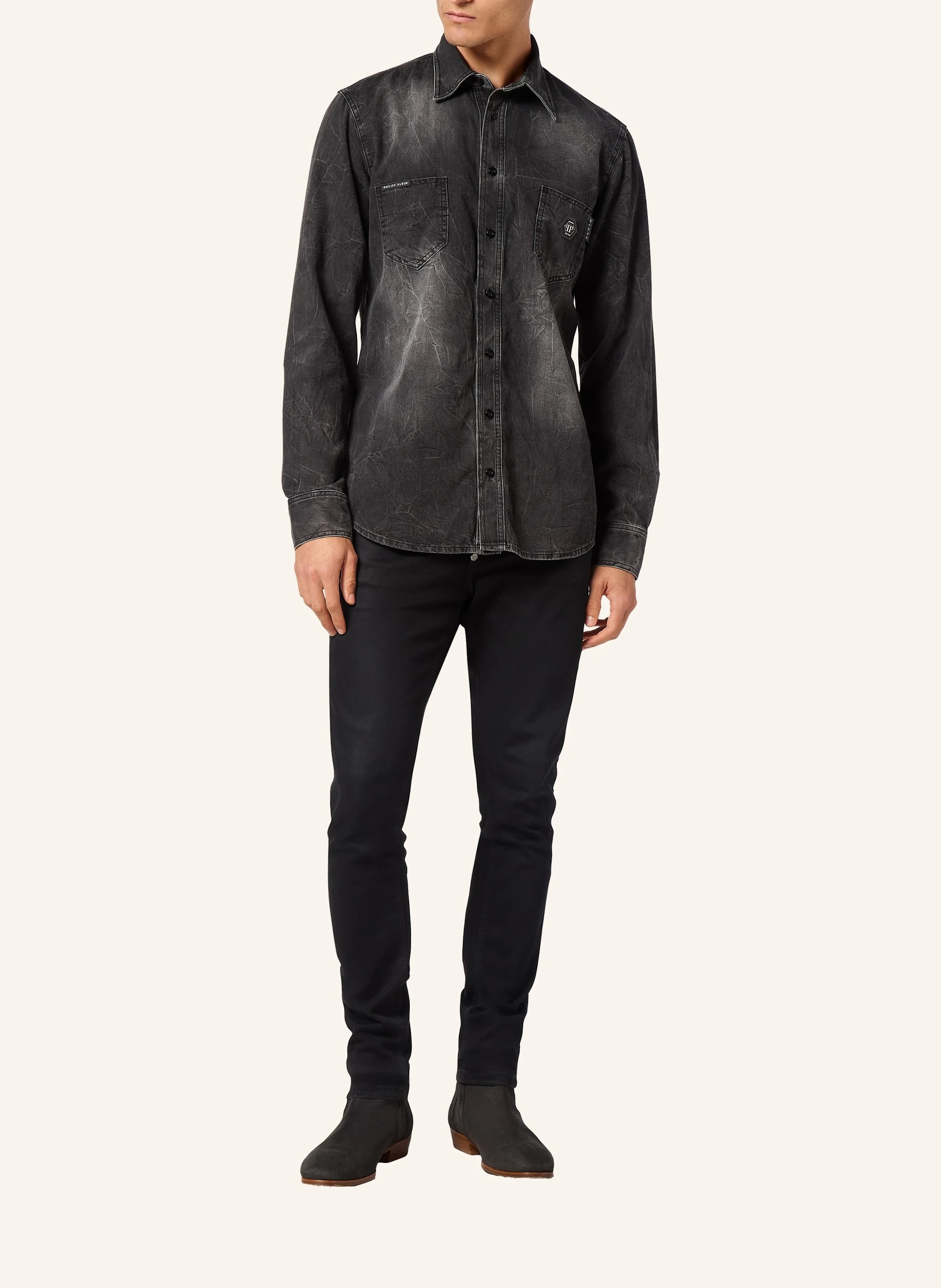 PHILIPP PLEIN Jeanshemd SKULL&BONES