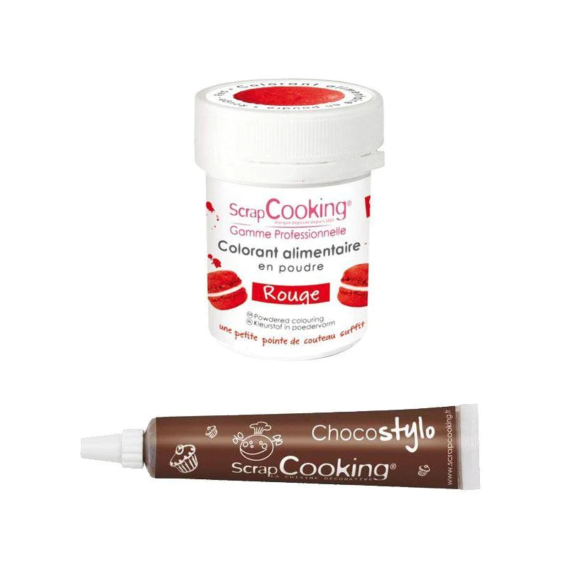 Stylo chocolat + Colorant alimentaire Rouge Scrapcooking