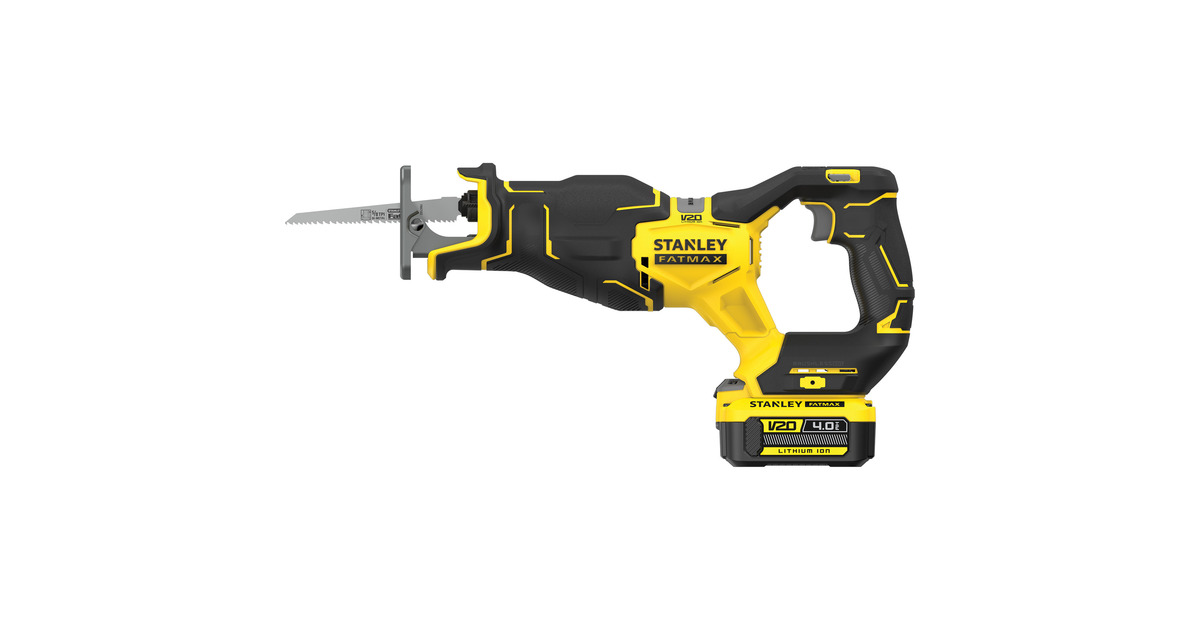 StanleyBrushless V20 18V FATMAX reciprozaag  (Zwart/geel, Accu, oplader en koffer inbegrepen)