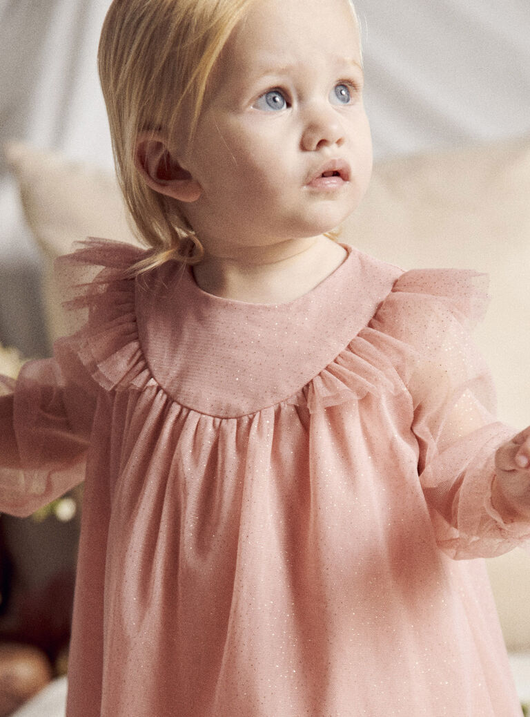 Robe rose en tulle pailletée et bloomer