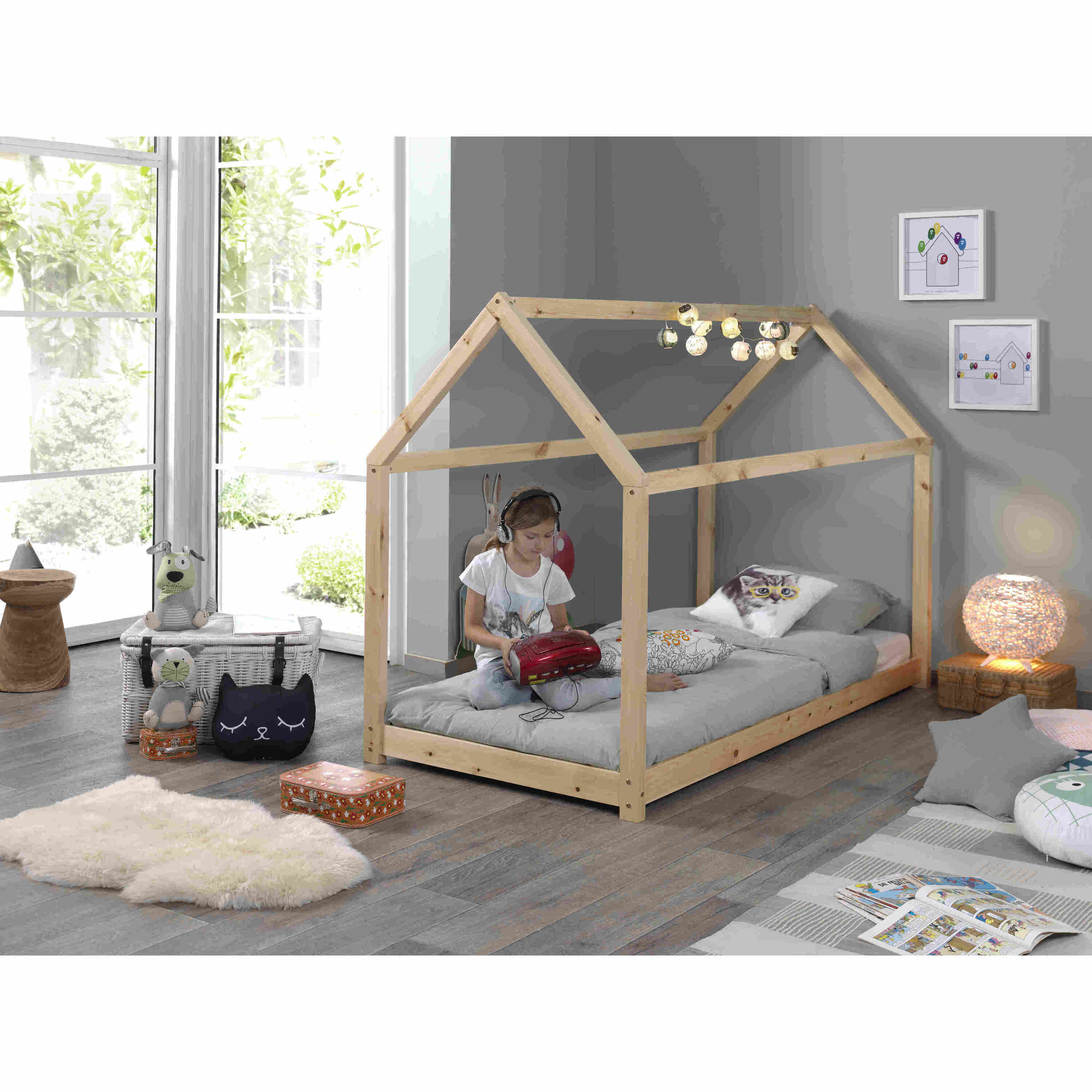 LUCEVI - Cabane Bed 90x200cm - Beige