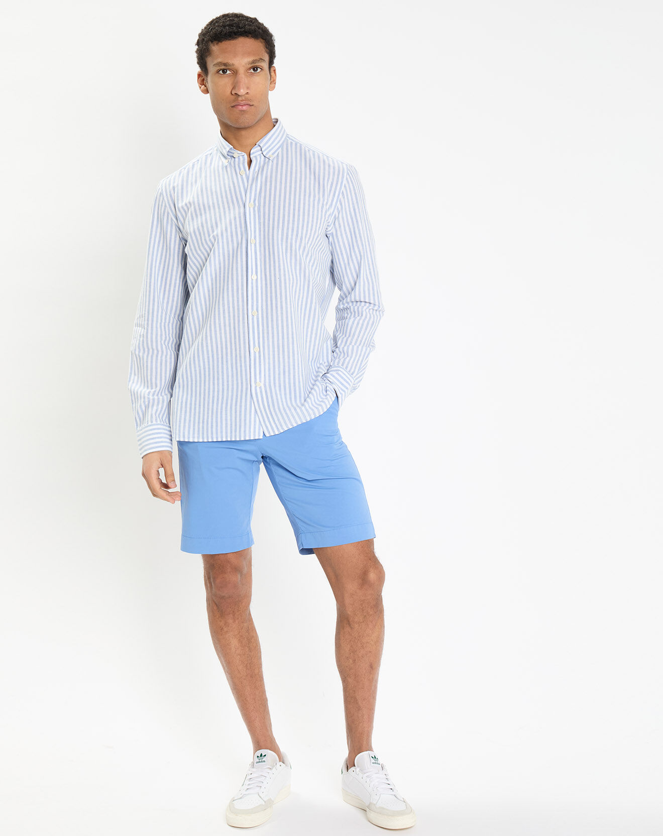 Hackett London Chemise en Coton & Lin Slim Fit à rayures bleu/blanc