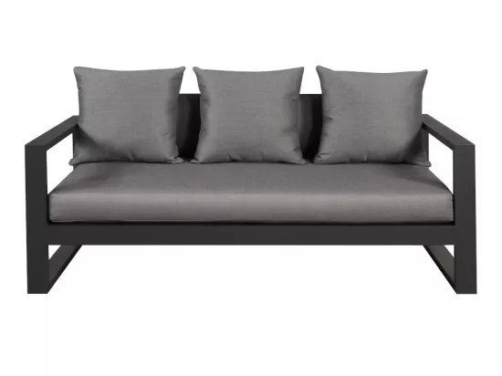 Salon de jardin en aluminium: un canapé 3 places, 2 fauteuils, une table basse - Anthracite - MOLOKAI de MYLIA