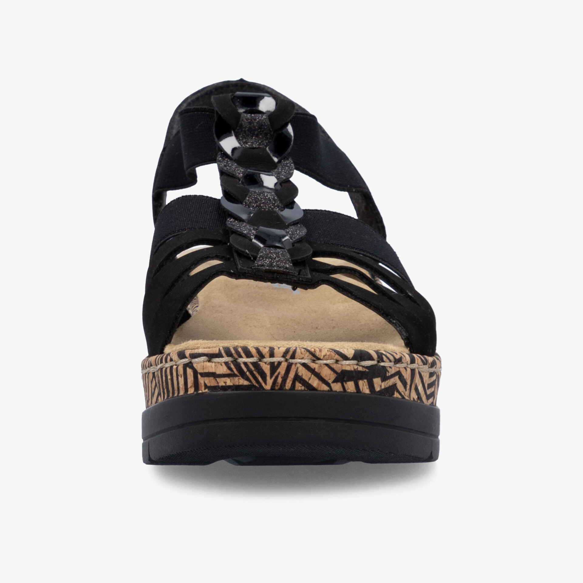 rieker Damen Plateausandalen schwarz